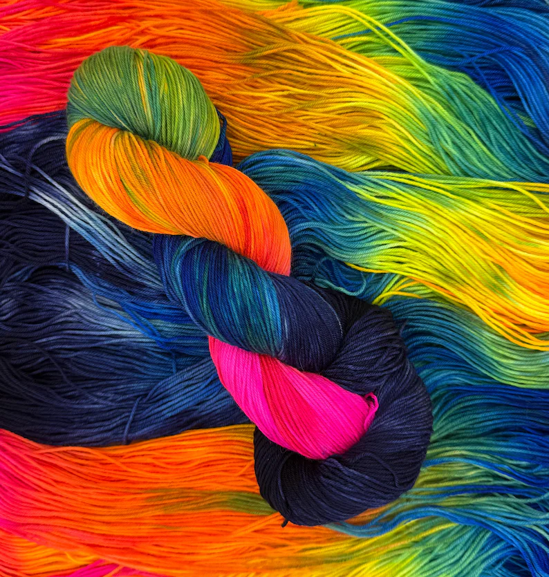 BFFR hand dyed yarn by AJem Fiber Arts