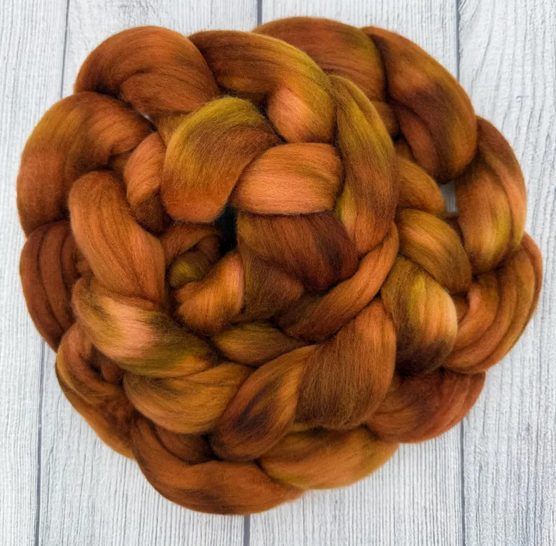 Bro hand dyed spinning fiber by AJem Fiber Arts