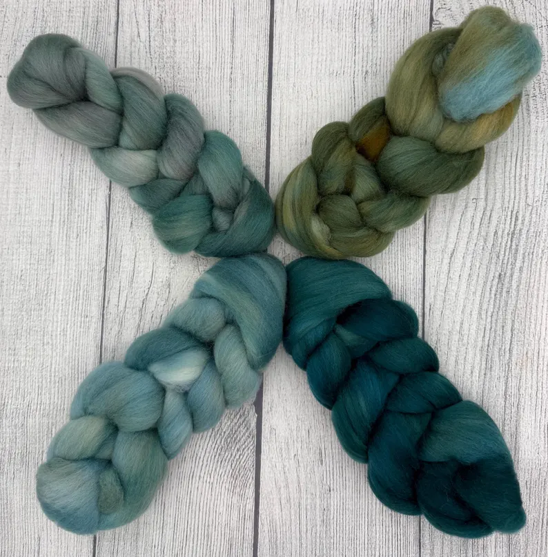 Fortuna gradient hand dyed spinning fiber by AJem Fiber Arts