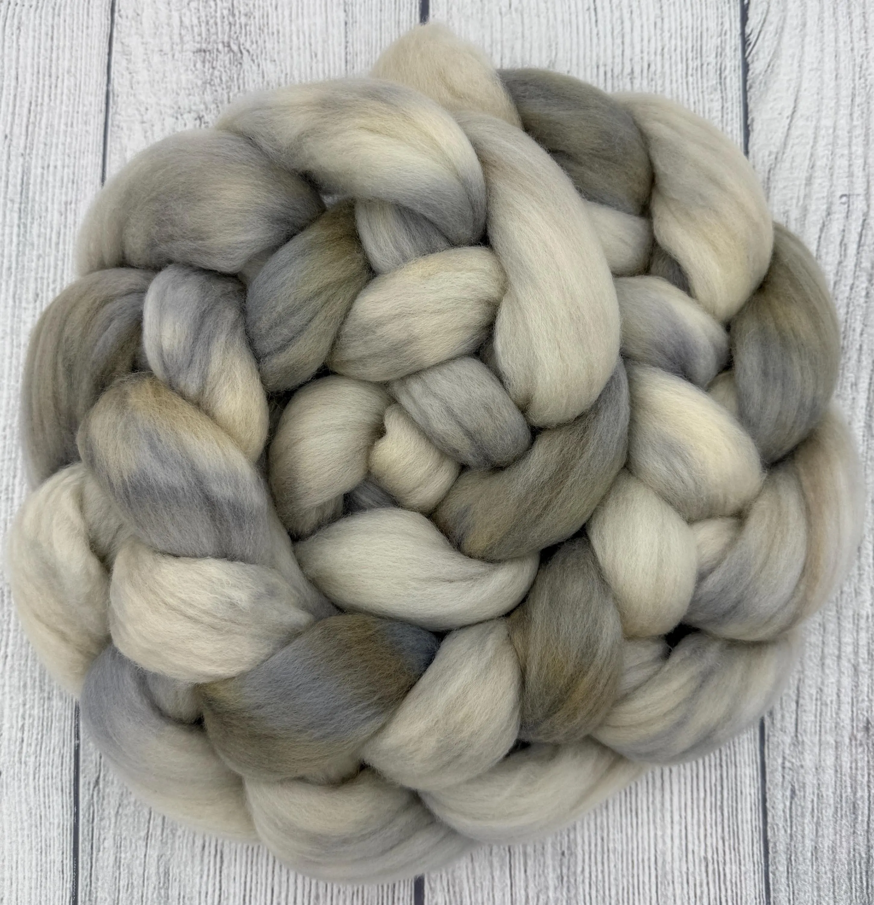 Ghosting hand dyed spinning fiber by AJem Fiber Arts