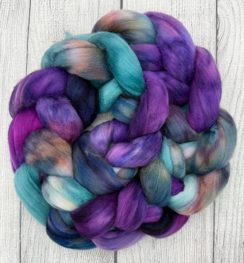 Low Key hand dyed spinning fiber by AJem Fiber Arts