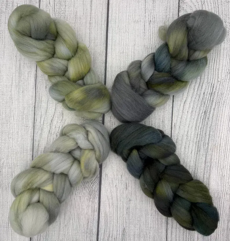 Olive Ash hand dyed fiber
