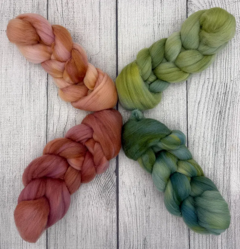 Rosé Verdant hand dyed fiber