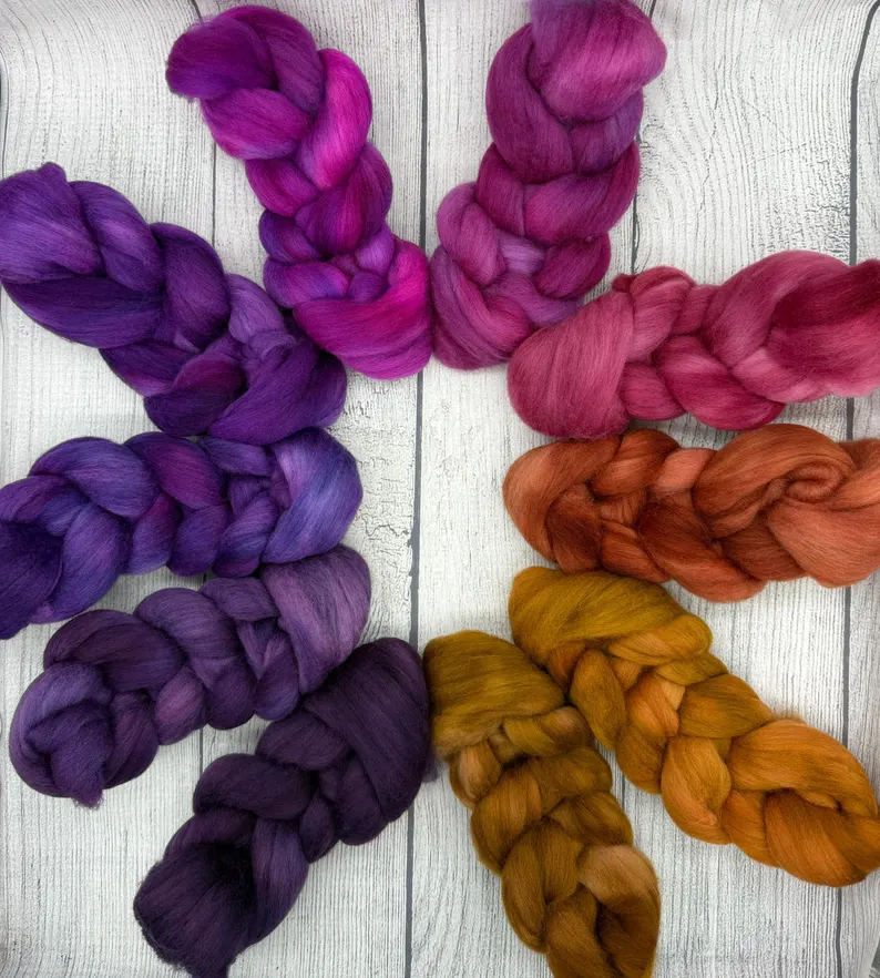 Velvet Ember hand dyed fiber