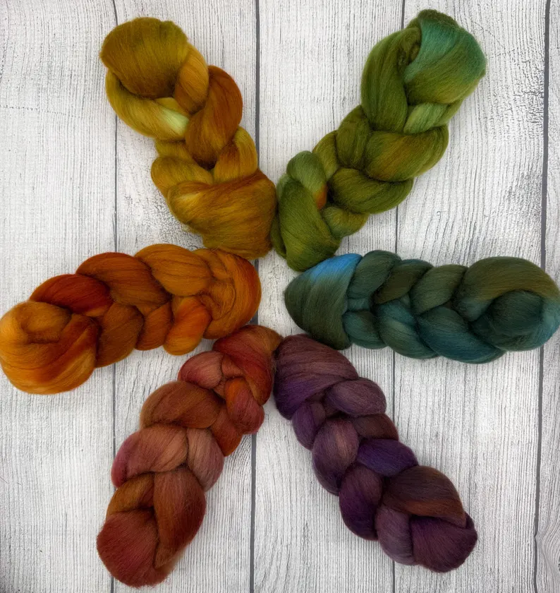 Weathered Spectrum hand dyed fiber